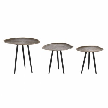 Set of 3 tables Home ESPRIT Black Golden 52 x 39 x 45 cm