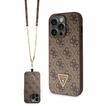 Guess GUHCP15XP4TDSCPW iPhone 15 Pro Max 6.7" brązowy|brown hardcase Crossbody 4G Metal Logo