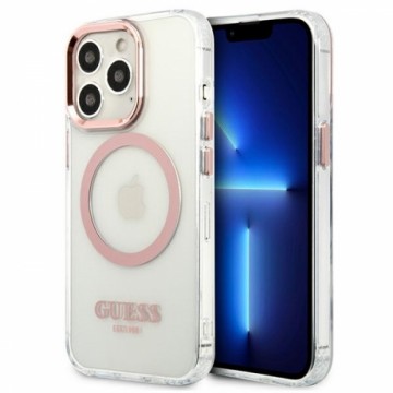Guess Transparent MagSafe Compatible Case for iPhone 13 Pro Pink