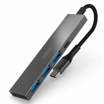 USB Centrmezgls Nilox NXHUBUSBC02 USB-C x 4 Pelēks