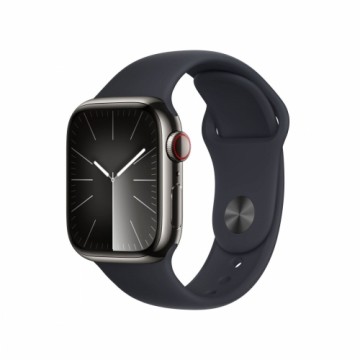 AppleWatch S9 Edelstahl Cellular 41mm Graphit - (Sportarmband mitternacht) S/M