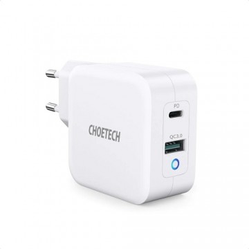 Charger CHOETECH GaN USB Type-C, Type-A: 65W, PD, QC