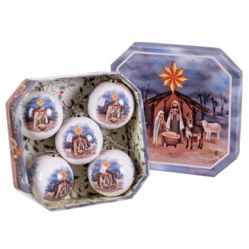 Bigbuy Christmas Eglītes rotājumi Daudzkrāsains Papīrs Polyfoam Piedzimšana/Bētleme 7,5 x 7,5 x 7,5 cm (5 gb.)