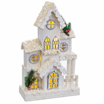 Bigbuy Christmas Ziemassvētku Nieciņš Balts Koks Māja 24 x 11 x 39 cm