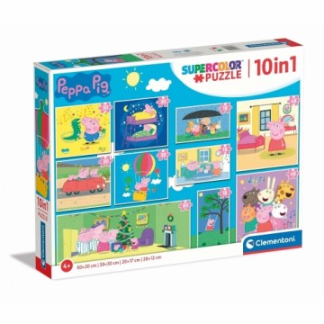 10 Pužļu Komplekts Peppa Pig Clementoni SuperColor 220 Daudzums