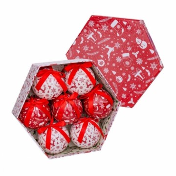 Bigbuy Christmas Eglītes rotājumi Balts Sarkans Papīrs Polyfoam Sniega lelle 7,5 x 7,5 x 7,5 cm (7 gb.)