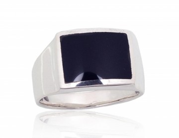 Серебряное кольцо #2100500_ON, Серебро 925°, Оникс, Размер: 21, 7.9 гр.