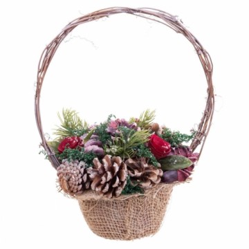 Christmas bauble Red Multicolour Rattan Plastic Foam Pineapples Basket 21 x 21 x 30 cm