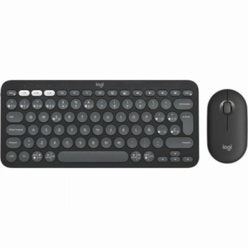 Klaviatūra un Bezvadu Pele Logitech Pebble 2 Combo Spāņu Qwerty Melns Pelēks Grafīts