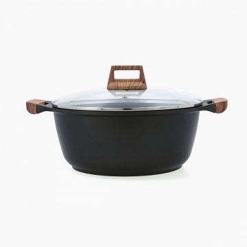 Casserole with lid Quid Karbon Cast aluminium Black 24 cm