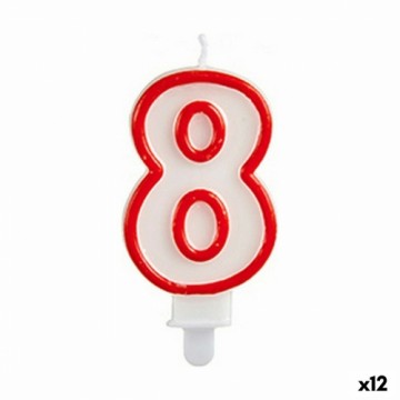 Bigbuy Party Вуаль День рождения Номера 8 Красный Белый (12 штук)