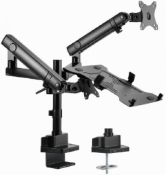 Monitora stiprinājums Gembird Desk Mounted Adjustable Monitor Arm with Notebook Tray (full-motion)