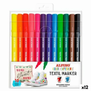 Flomasteru Komplekts Alpino Textil Maker Daudzkrāsains (12 gb.)