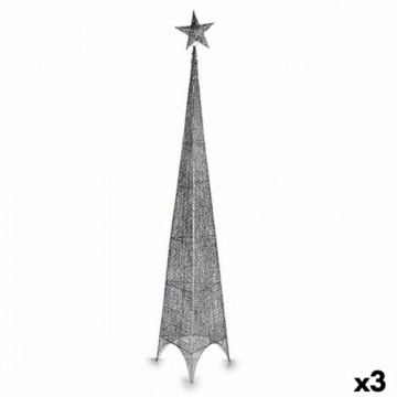 Krist+ Jaungada eglīte Zvaigzne Tornis Sudrabains Metāls Plastmasa 42 x 218 x 42 cm (3 gb.)