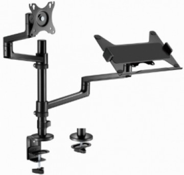 Monitora stiprinājums Gembird Desk Mounted Adjustable monitor arm with Notebook Tray