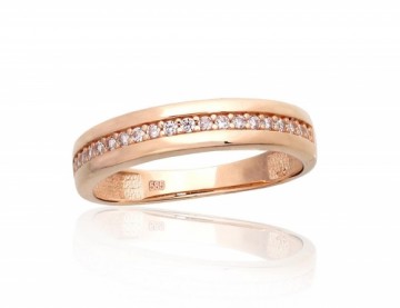 Золотое кольцо #1100970(Au-R)_CZ, Красное Золото 585°, Цирконы, Размер: 17.5, 2.1 гр.