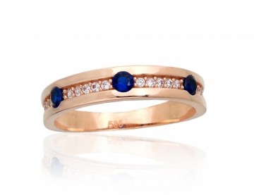 Золотое кольцо #1100969(Au-R)_CZ+CZ-B, Красное Золото 585°, Цирконы, Размер: 18, 2.84 гр.