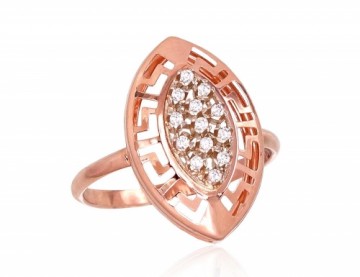Золотое кольцо #1100901(Au-R+Au-W)_CZ, Красное/Белое Золото 585°, Цирконы, Размер: 19.5, 1.61 гр.