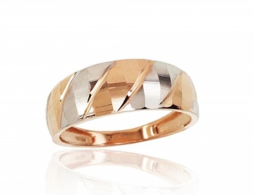 Золотое кольцо #1100817(Au-R+PRh-W), Красное Золото 585°, родий (покрытие), Размер: 17.5, 2.19 гр.