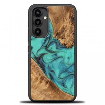 Wood and Resin Case for Samsung Galaxy A54 5G Bewood Unique Turquoise - Turquoise Black