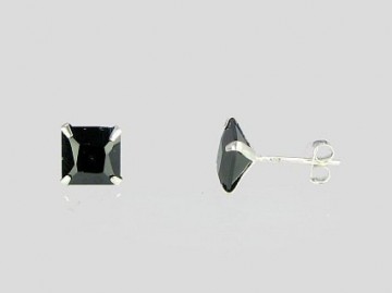 Серебряные серьги-пуссеты #2202631_CZ-BK, Серебро 925°, Цирконы, 1.4 гр.