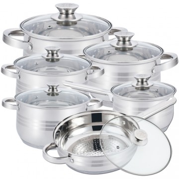 Herzberg Cooking Herzberg 12 Pieces Stainless Steel Cookware Set