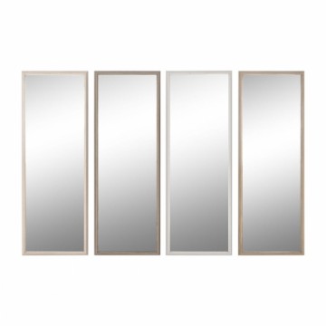 Wall mirror Home ESPRIT White Brown Beige Grey Crystal polystyrene 33 x 3 x 95,5 cm (4 Units)