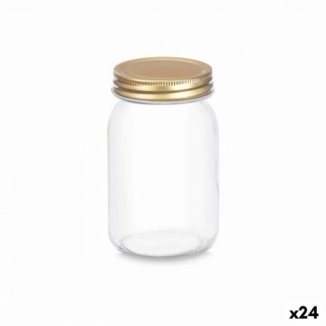 Jar Transparent Golden Metal Glass 500 ml 8 x 13 x 8 cm (24 Units)