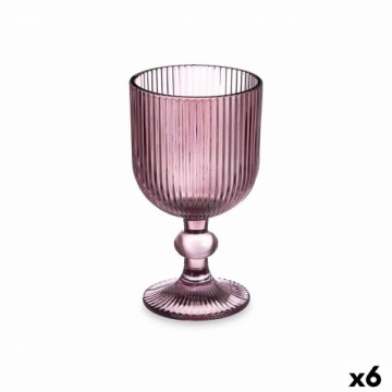 Wine glass Stripes Grey Glass 260 ml (6 Units)