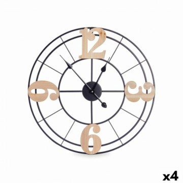 Gift Decor Настенное часы Чёрный Металл Деревянный MDF 60 x 60 x 5 cm (4 штук)