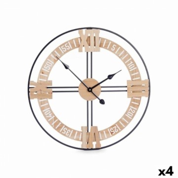 Gift Decor Настенное часы Чёрный Металл Деревянный MDF 60 x 60 x 5 cm (4 штук)