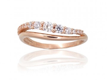 Золотое кольцо #1101096(Au-R)_CZ, Красное Золото 585°, Цирконы, Размер: 18, 2.38 гр.