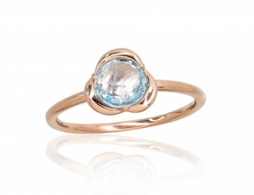 Золотое кольцо #1101008(Au-R)_TZLB, Красное Золото 585°, Небесно-голубой топаз, Размер: 18, 1.89 гр.