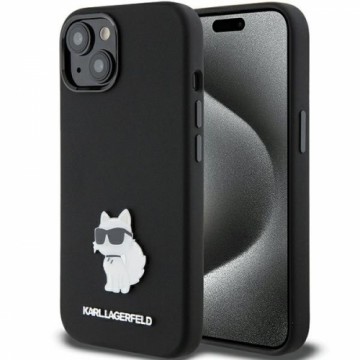 Karl Lagerfeld KLHCP15SSMHCNPK iPhone 15 6.1" czarny|black Silicone Choupette Metal Pin