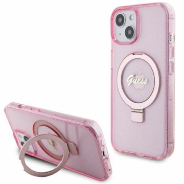 Guess GUHMP15MHRSGSP iPhone 15 Plus 6.7" różowy|pink hardcase Ring Stand Script Glitter MagSafe