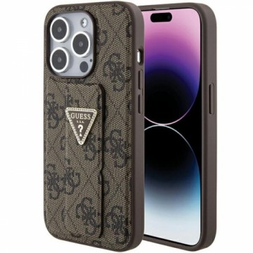 Guess GUHCP15XPGS4TDW iPhone 15 Pro Max 6.7" brązowy|brown hardcase Grip Stand 4G Triangle Strass