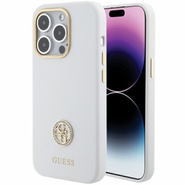 Guess GUHCP15XM4DGPH iPhone 15 Pro Max 6.7" biały|white hardcase Silicone Logo Strass 4G