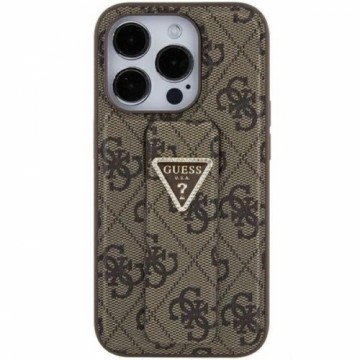 Guess GUHCP15SPGS4TDW iPhone 15 6.1" brązowy|brown hardcase Grip Stand 4G Triangle Strass