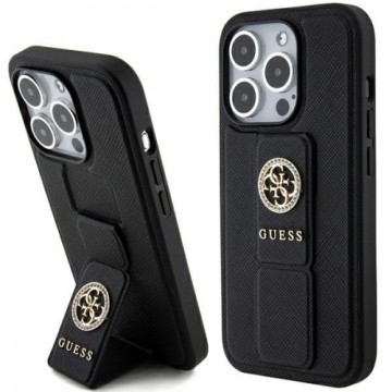 Guess GUHCP15LPGSSADK iPhone 15 Pro 6.1" czarny|black hardcase Grip Stand 4G Saffiano Strass