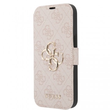 Guess PU Leather 4G Metal Logo Book Case for iPhone 15 Pink