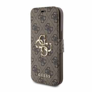 Guess PU Leather 4G Metal Logo Book Case for iPhone 15 Brown