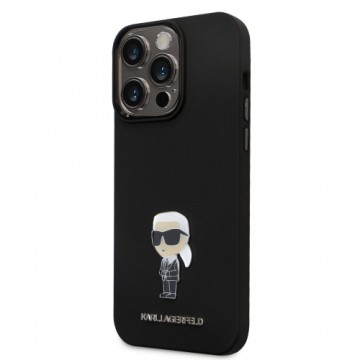 Karl Lagerfeld Liquid Silicone Metal Ikonik Case for iPhone 15 Pro Max Black