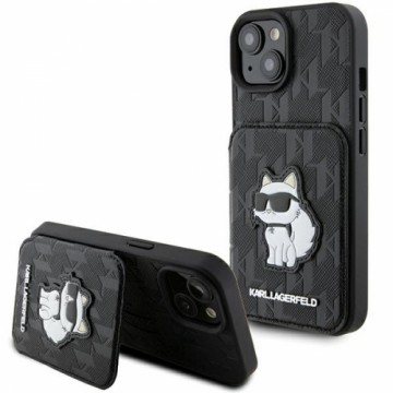 Karl Lagerfeld KLHCP15SSAKCNSCK iPhone 15 6.1" czarny|black hardcase Saffiano Cardslots and Stand Monogram Choupette