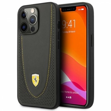 Ferrari FEHCP13LRGOG iPhone 13 Pro | 13 6.1" czarny|black hardcase Leather Curved Line