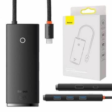 HUB Baseus Lite sērijas 5 pieslēgvietu koncentrators | USB-C uz HDMI | USB3.0x3 | PD (melns)