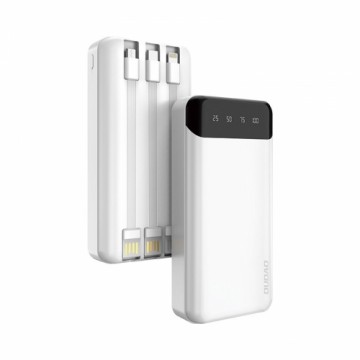 Dudao capacious powerbank with 3 built-in cables 20000mAh USB Type C + micro USB + Lightning white (Dudao K6Pro +)