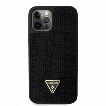 Guess Rhinestones Triangle Metal Logo Case for iPhone 12 Pro Max Black