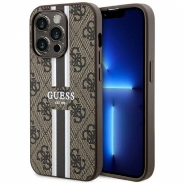 Guess GUHMP14XP4RPSW iPhone 14 Pro Max 6.7" brązowy|brown hardcase 4G Printed Stripes MagSafe