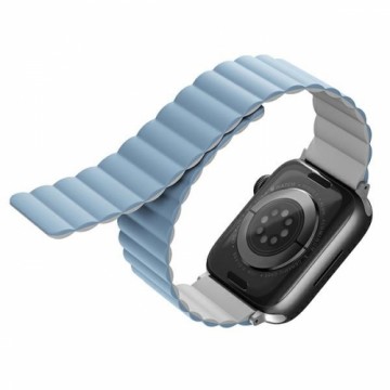 UNIQ pasek Revix Apple Watch Series 4|5|6|7|8|SE|SE2|Ultra 42|44|45|49mm. Reversible Magnetic biały-niebieski|white-blue