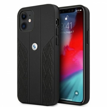 Etui BMW BMHCP12SRSPPK iPhone 12 mini 5,4" czarny|black hardcase Leather Curve Perforate